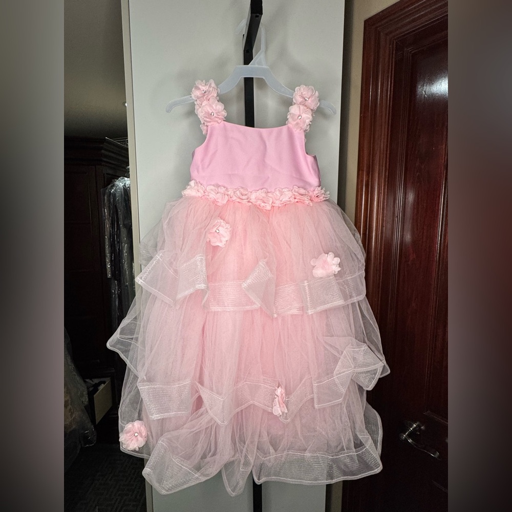 Handmade Pink Floral Tulle Dress
